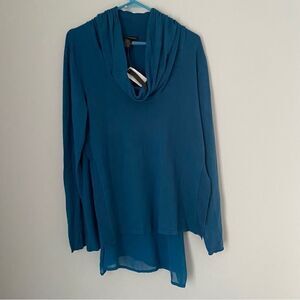 Grace Elements Women’s Cowl Neck Blue Long Sleeve 2 Piece Sweater size S